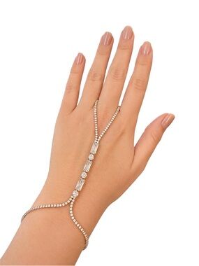Adina Eden- Delicate silver Hand Chain Bracelet